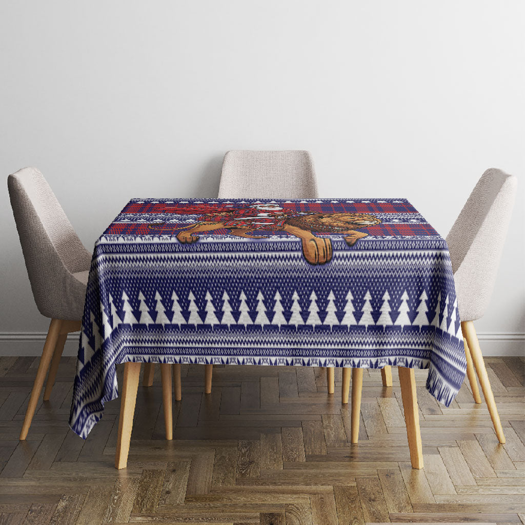 Kenya Christmas Santa Lion Tablecloth Maasai Shuka Inspired Red Check