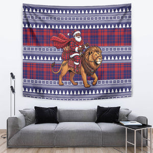 Kenya Christmas Santa Lion Tapestry Maasai Shuka Inspired Red Check