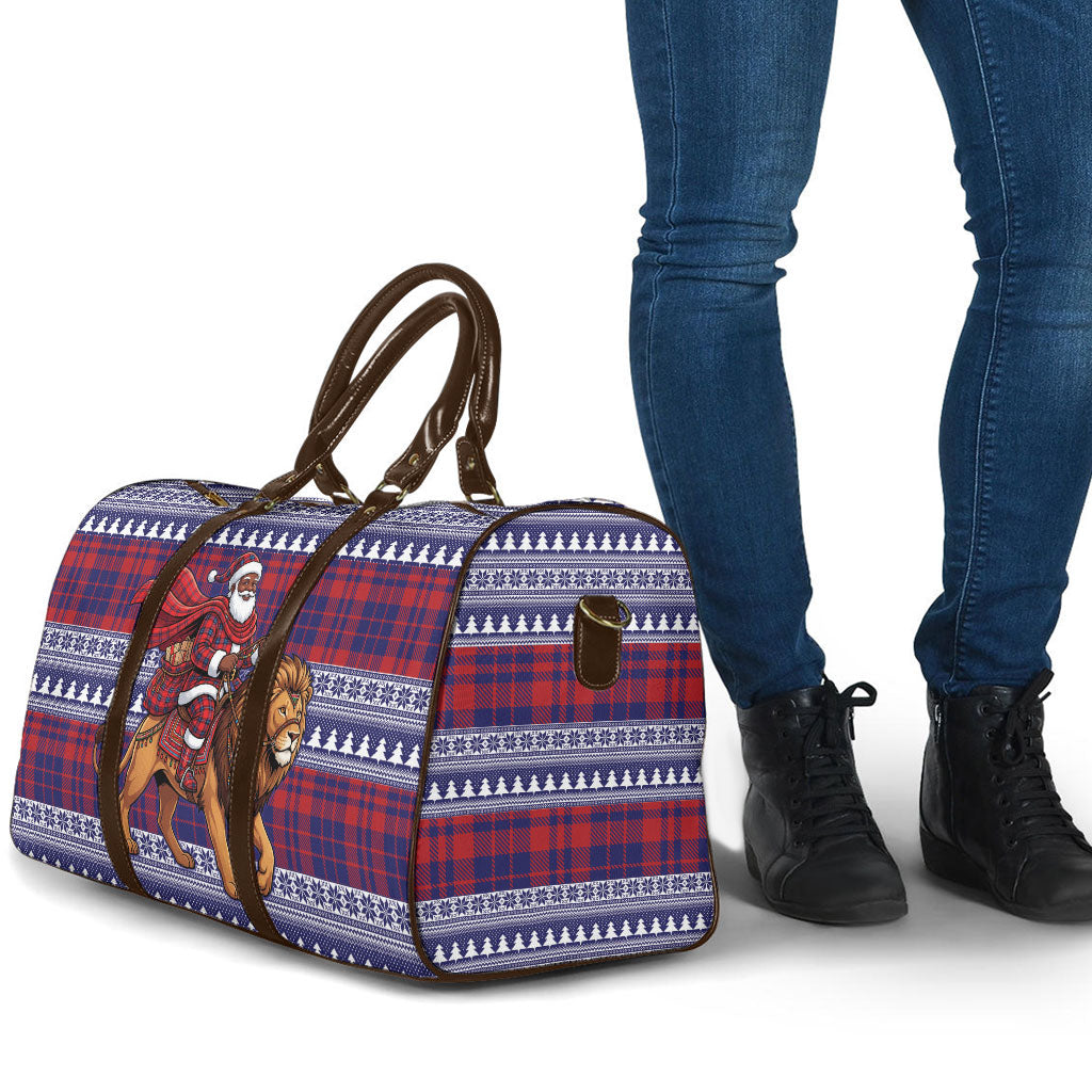 Kenya Christmas Santa Lion Travel Bag Maasai Shuka Inspired Red Check