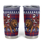 Kenya Christmas Santa Lion Tumbler Cup Maasai Shuka Inspired Red Check
