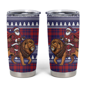 Kenya Christmas Santa Lion Tumbler Cup Maasai Shuka Inspired Red Check