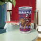 Kenya Christmas Santa Lion Tumbler Cup Maasai Shuka Inspired Red Check