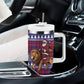 Kenya Christmas Santa Lion Tumbler With Handle Maasai Shuka Inspired Red Check