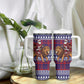 Kenya Christmas Santa Lion Tumbler With Handle Maasai Shuka Inspired Red Check