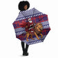 Kenya Christmas Santa Lion Umbrella Maasai Shuka Inspired Red Check
