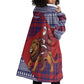 Kenya Christmas Santa Lion Wearable Blanket Hoodie Maasai Shuka Inspired Red Check