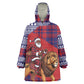 Kenya Christmas Santa Lion Wearable Blanket Hoodie Maasai Shuka Inspired Red Check