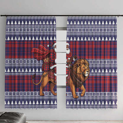 Kenya Christmas Santa Lion Window Curtain Maasai Shuka Inspired Red Check