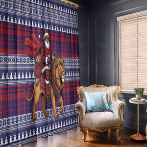 Kenya Christmas Santa Lion Window Curtain Maasai Shuka Inspired Red Check