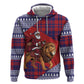 Kenya Christmas Santa Lion Zip Hoodie Maasai Shuka Inspired Red Check