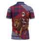 Kenya Christmas Santa Lion Zipper Polo Shirt Maasai Shuka Inspired Red Check