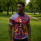 Kenya Christmas Santa Lion Zipper Polo Shirt Maasai Shuka Inspired Red Check