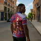 Kenya Christmas Santa Lion Zipper Polo Shirt Maasai Shuka Inspired Red Check