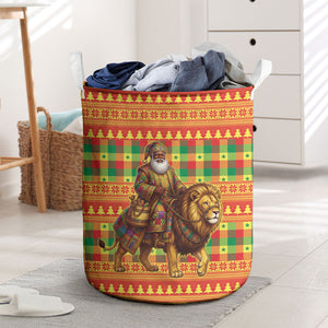 Senegal Christmas Santa Lion Laundry Basket Thioub Traditional Woven Textile Motif