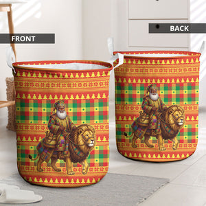 Senegal Christmas Santa Lion Laundry Basket Thioub Traditional Woven Textile Motif