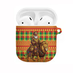 Senegal Christmas Santa Lion AirPods Case Thioub Traditional Woven Textile Motif