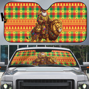 Senegal Christmas Santa Lion Auto Sun Shade Thioub Traditional Woven Textile Motif