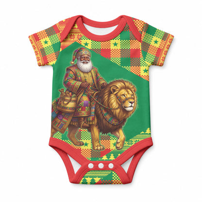 Senegal Christmas Santa Lion Baby Onesie Thioub Traditional Woven Textile Motif
