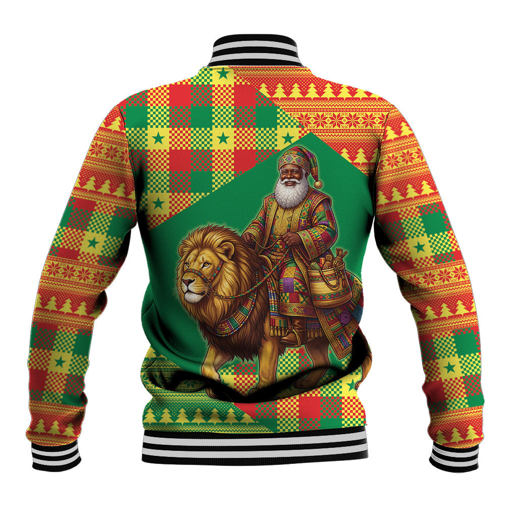 Senegal Christmas Santa Lion Baseball Jacket Thioub Traditional Woven Textile Motif