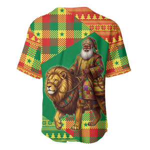 Senegal Christmas Santa Lion Baseball Jersey Thioub Traditional Woven Textile Motif