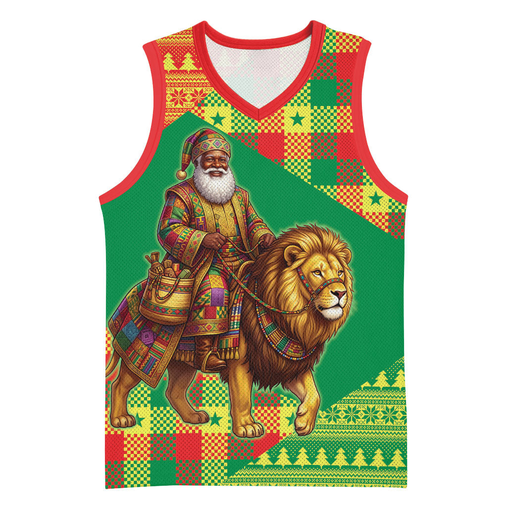 Senegal Christmas Santa Lion Basketball Jersey Thioub Traditional Woven Textile Motif