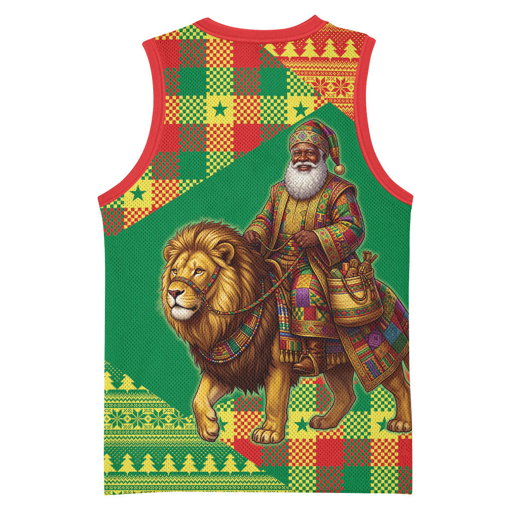 Senegal Christmas Santa Lion Basketball Jersey Thioub Traditional Woven Textile Motif