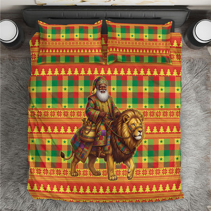 Senegal Christmas Santa Lion Bedding Set Thioub Traditional Woven Textile Motif