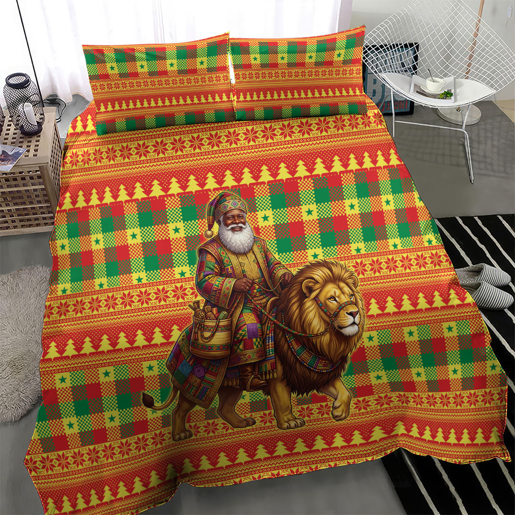 Senegal Christmas Santa Lion Bedding Set Thioub Traditional Woven Textile Motif