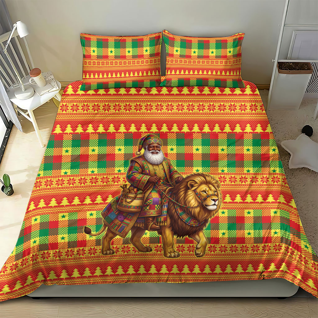 Senegal Christmas Santa Lion Bedding Set Thioub Traditional Woven Textile Motif