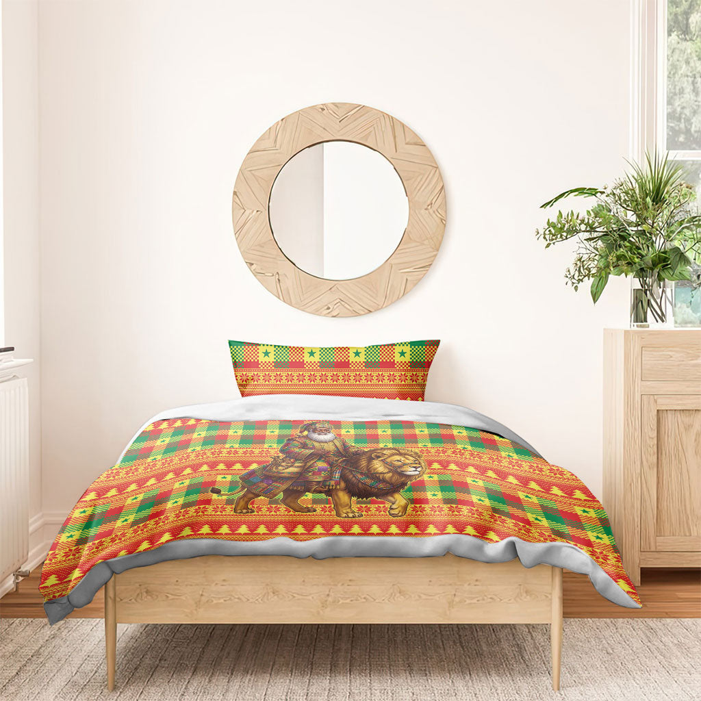 Senegal Christmas Santa Lion Bedding Set Thioub Traditional Woven Textile Motif