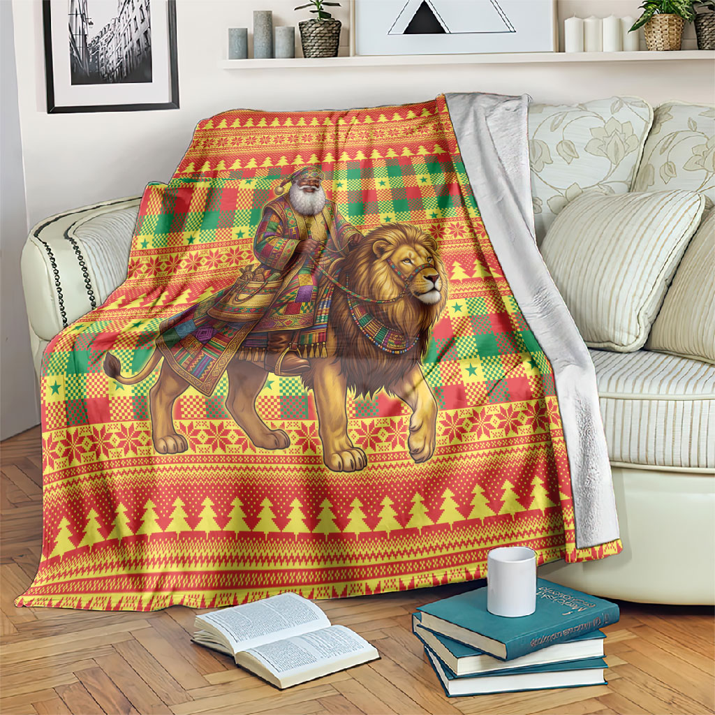 Senegal Christmas Santa Lion Blanket Thioub Traditional Woven Textile Motif