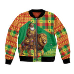 Senegal Christmas Santa Lion Bomber Jacket Thioub Traditional Woven Textile Motif