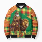 Senegal Christmas Santa Lion Bomber Puffer Jacket Thioub Traditional Woven Textile Motif