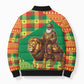 Senegal Christmas Santa Lion Bomber Puffer Jacket Thioub Traditional Woven Textile Motif