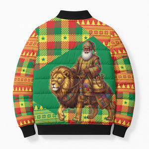 Senegal Christmas Santa Lion Bomber Puffer Jacket Thioub Traditional Woven Textile Motif