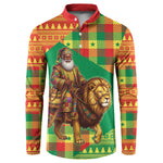 Senegal Christmas Santa Lion Button Sweatshirt Thioub Traditional Woven Textile Motif