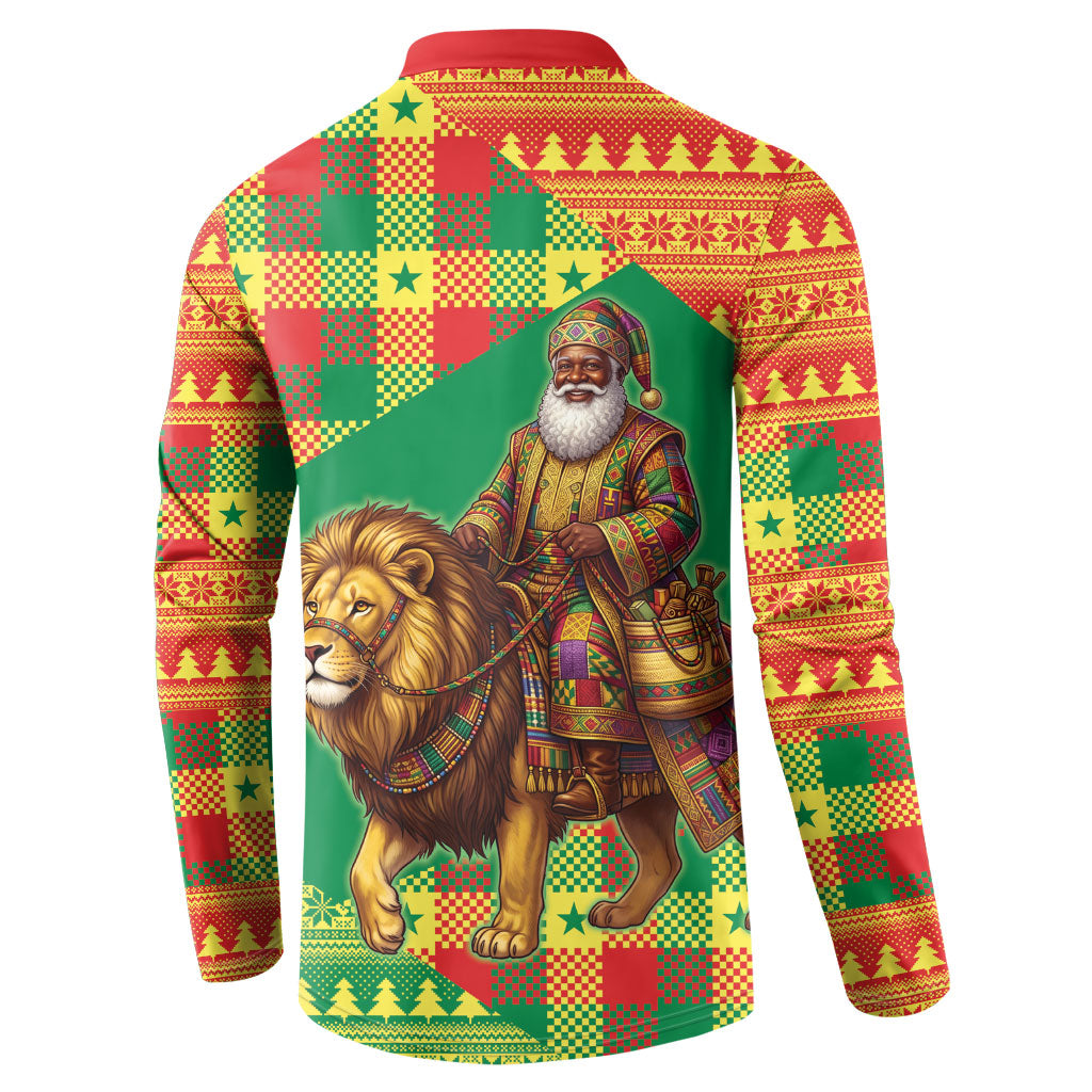 Senegal Christmas Santa Lion Button Sweatshirt Thioub Traditional Woven Textile Motif