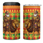 Senegal Christmas Santa Lion 4 in 1 Can Cooler Tumbler Thioub Traditional Woven Textile Motif