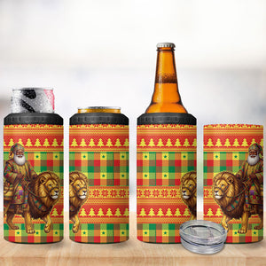 Senegal Christmas Santa Lion 4 in 1 Can Cooler Tumbler Thioub Traditional Woven Textile Motif