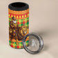 Senegal Christmas Santa Lion 4 in 1 Can Cooler Tumbler Thioub Traditional Woven Textile Motif