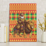 Senegal Christmas Santa Lion Canvas Wall Art Thioub Traditional Woven Textile Motif