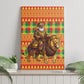 Senegal Christmas Santa Lion Canvas Wall Art Thioub Traditional Woven Textile Motif