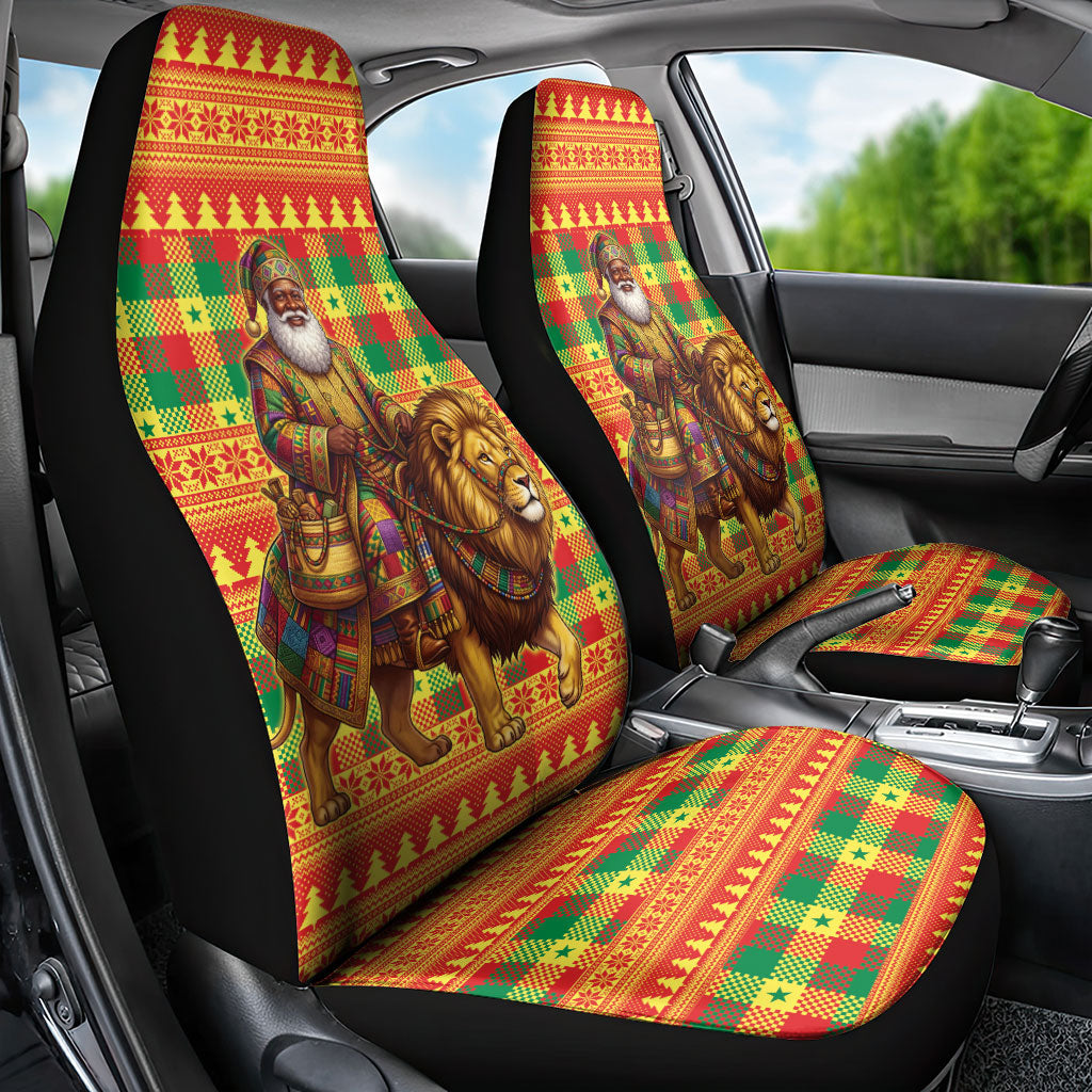 Senegal Christmas Santa Lion Car Seat Cover Thioub Traditional Woven Textile Motif