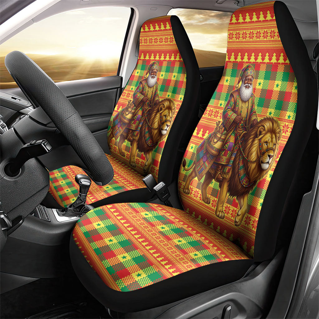 Senegal Christmas Santa Lion Car Seat Cover Thioub Traditional Woven Textile Motif
