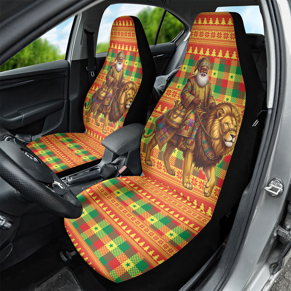 Senegal Christmas Santa Lion Car Seat Cover Thioub Traditional Woven Textile Motif