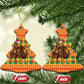 Senegal Christmas Santa Lion Ceramic Ornament Thioub Traditional Woven Textile Motif