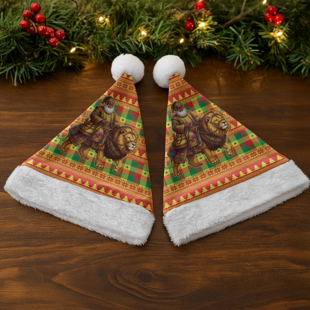 Senegal Christmas Santa Lion Christmas Santa Hat Thioub Traditional Woven Textile Motif