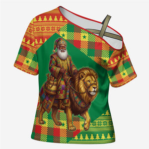 Senegal Christmas Santa Lion Cross Shoulder Shirt Thioub Traditional Woven Textile Motif