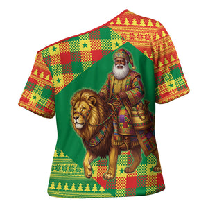 Senegal Christmas Santa Lion Cross Shoulder Shirt Thioub Traditional Woven Textile Motif