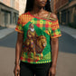 Senegal Christmas Santa Lion Cross Shoulder Shirt Thioub Traditional Woven Textile Motif